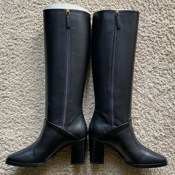 Gucci Black Marmont Leather Elite Calf Knee High Boots Sz 36.5 - Picture 5 of 16